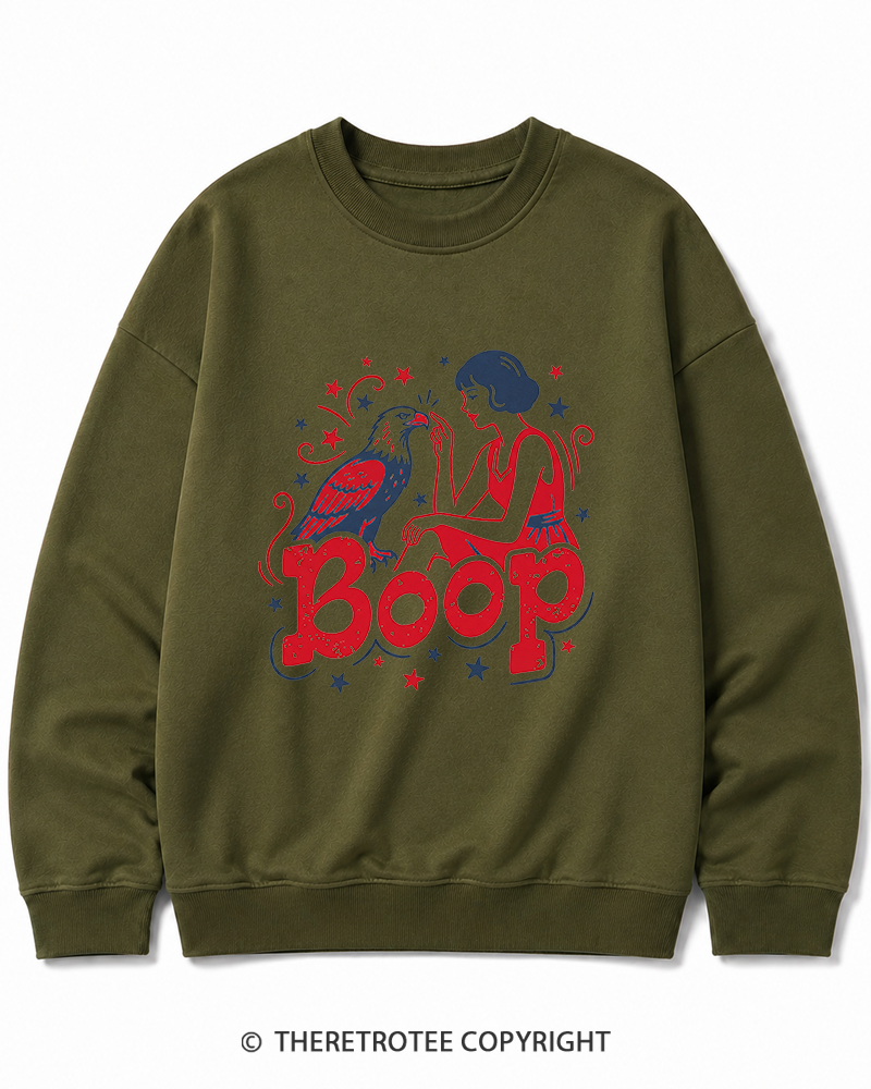 TheRetroTee Boop Eagle Funny Patriotic 1776 Cotton Sweatshirt