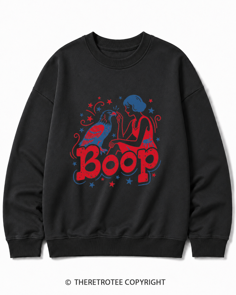 TheRetroTee Boop Eagle Funny Patriotic 1776 Cotton Sweatshirt