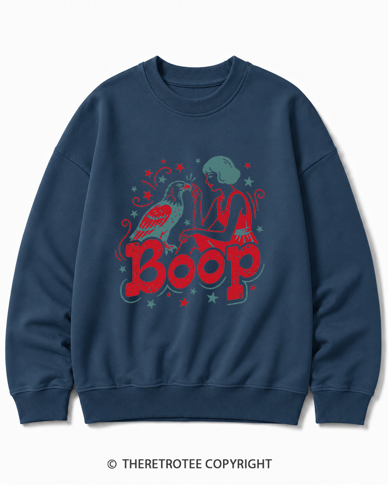 TheRetroTee Boop Eagle Funny Patriotic 1776 Cotton Sweatshirt