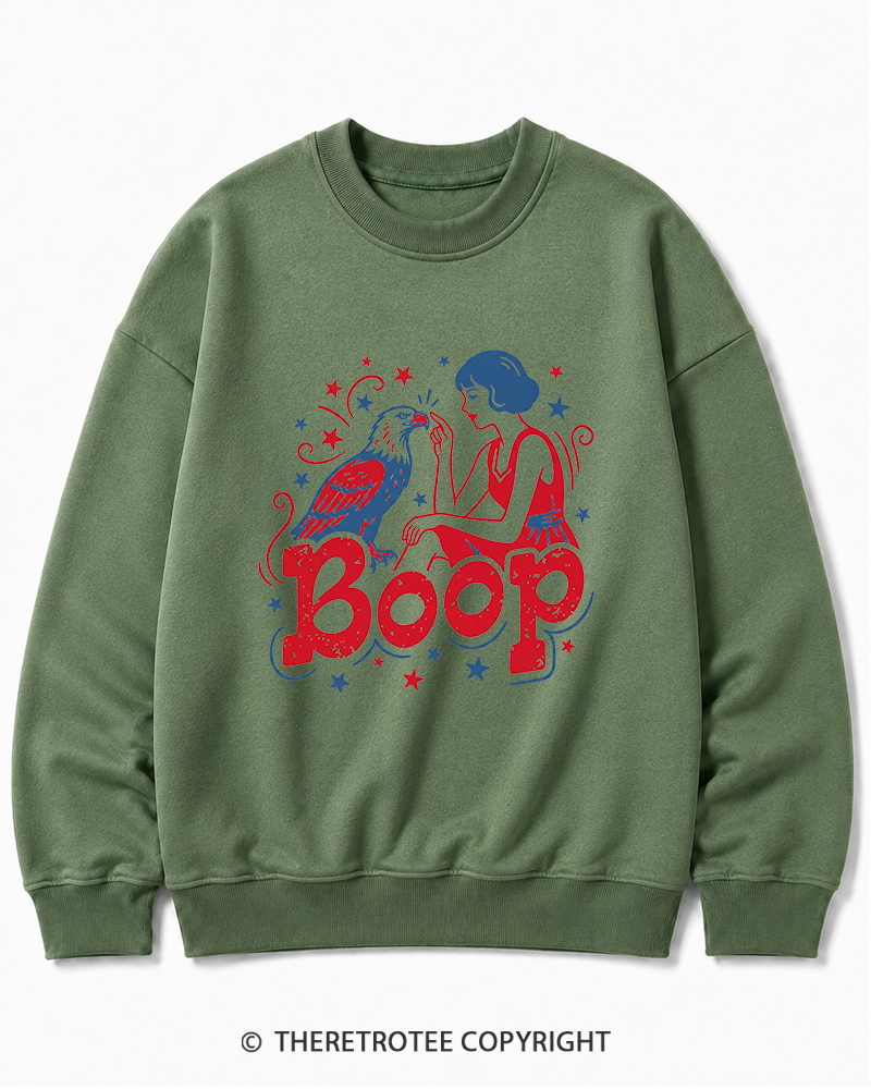TheRetroTee Boop Eagle Funny Patriotic 1776 Cotton Sweatshirt