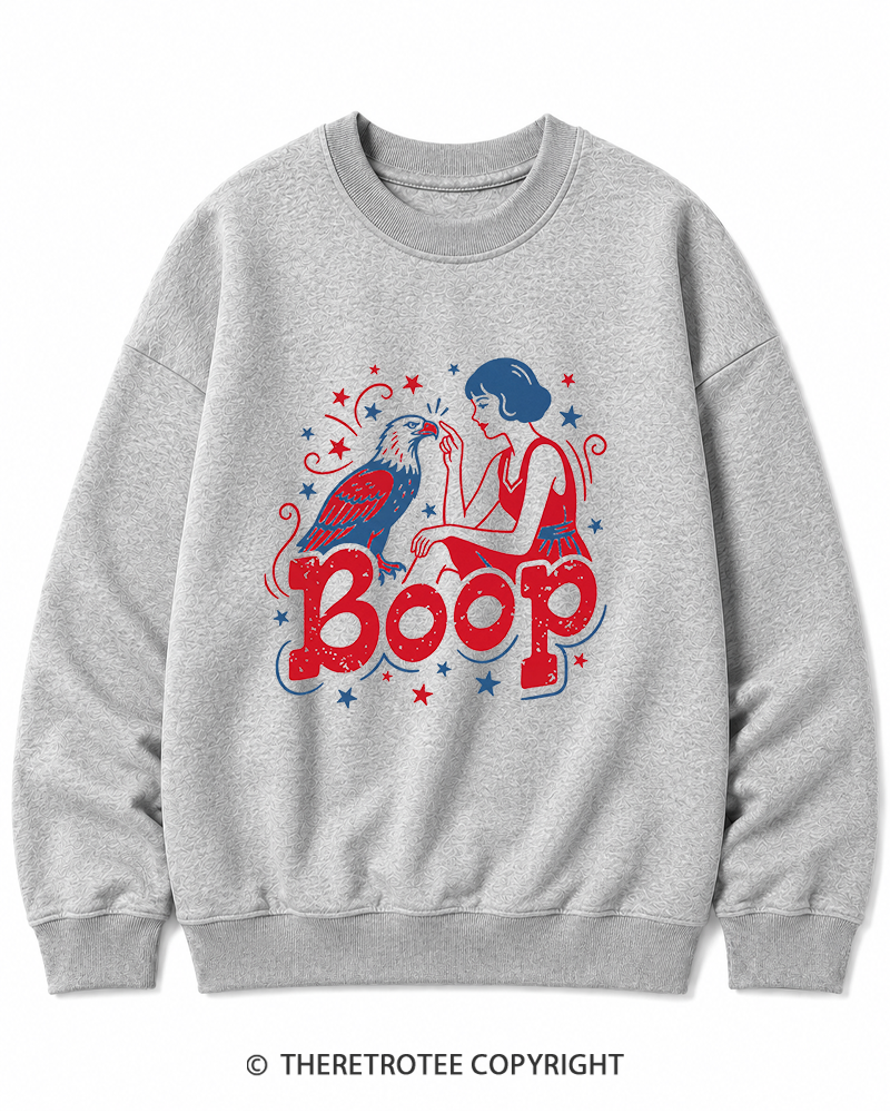 TheRetroTee Boop Eagle Funny Patriotic 1776 Cotton Sweatshirt