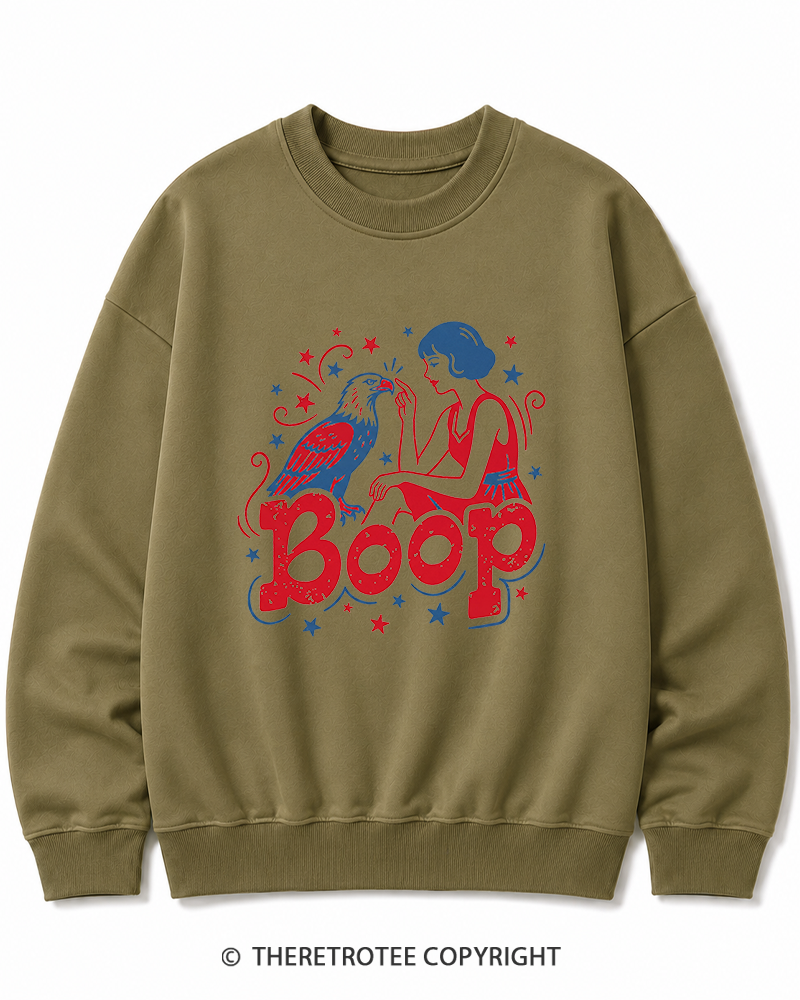 TheRetroTee Boop Eagle Funny Patriotic 1776 Cotton Sweatshirt