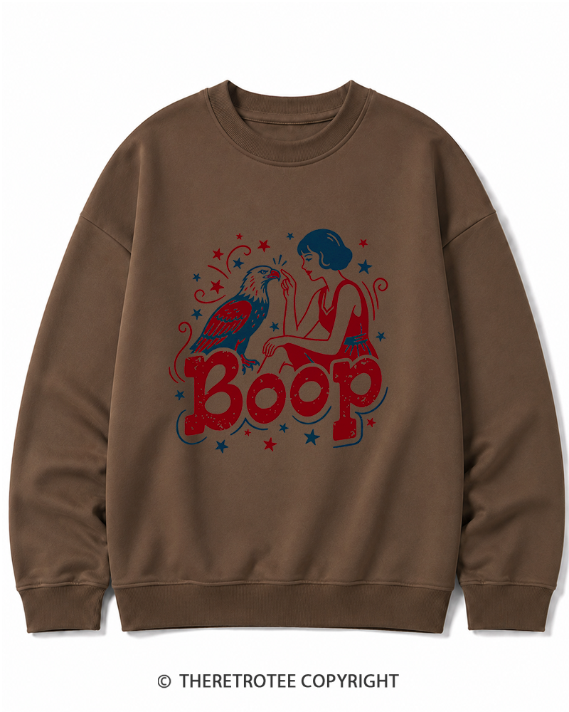 TheRetroTee Boop Eagle Funny Patriotic 1776 Cotton Sweatshirt