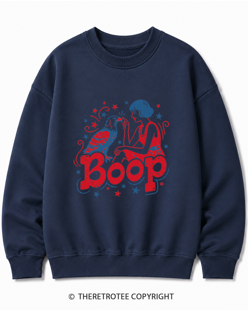 TheRetroTee Boop Eagle Funny Patriotic 1776 Cotton Sweatshirt