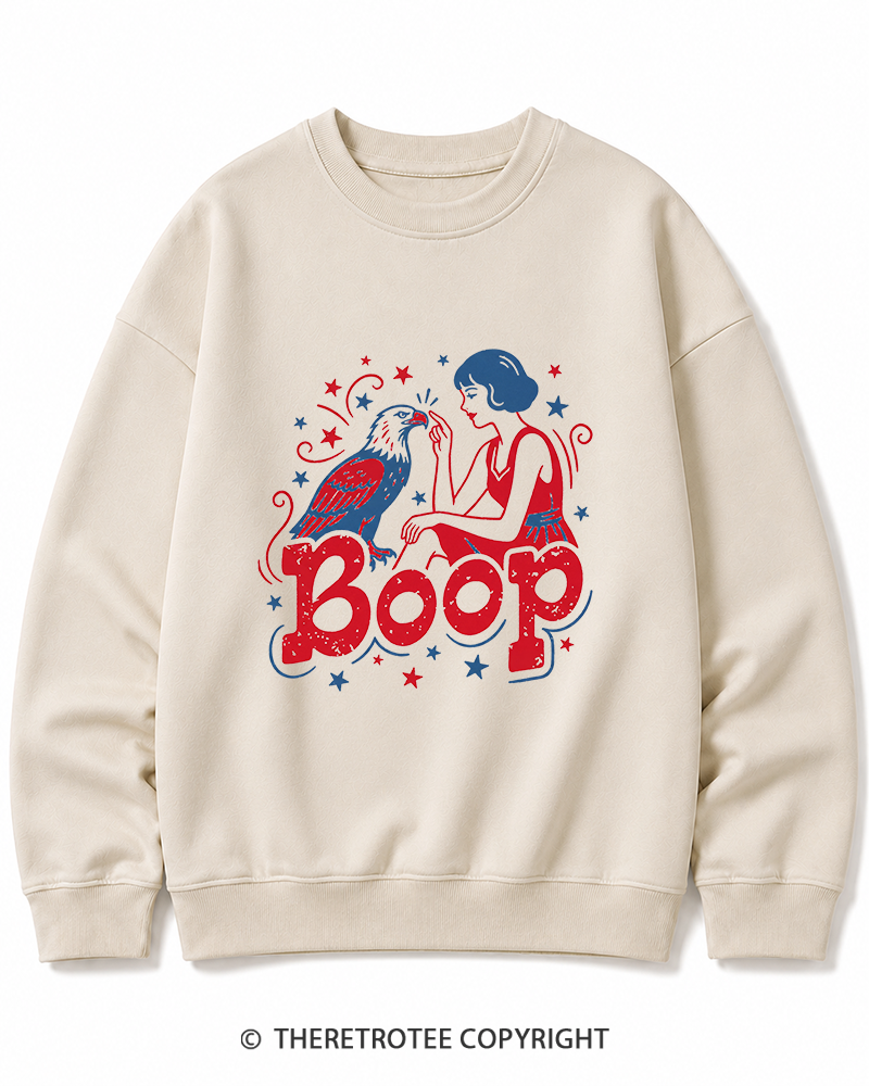 TheRetroTee Boop Eagle Funny Patriotic 1776 Cotton Sweatshirt
