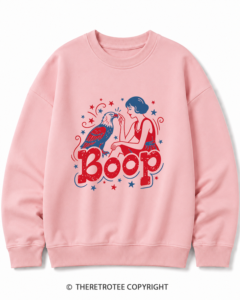 TheRetroTee Boop Eagle Funny Patriotic 1776 Cotton Sweatshirt