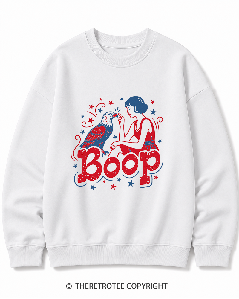 TheRetroTee Boop Eagle Funny Patriotic 1776 Cotton Sweatshirt