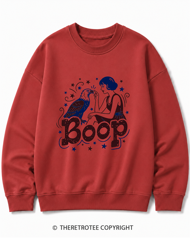 TheRetroTee Boop Eagle Funny Patriotic 1776 Cotton Sweatshirt