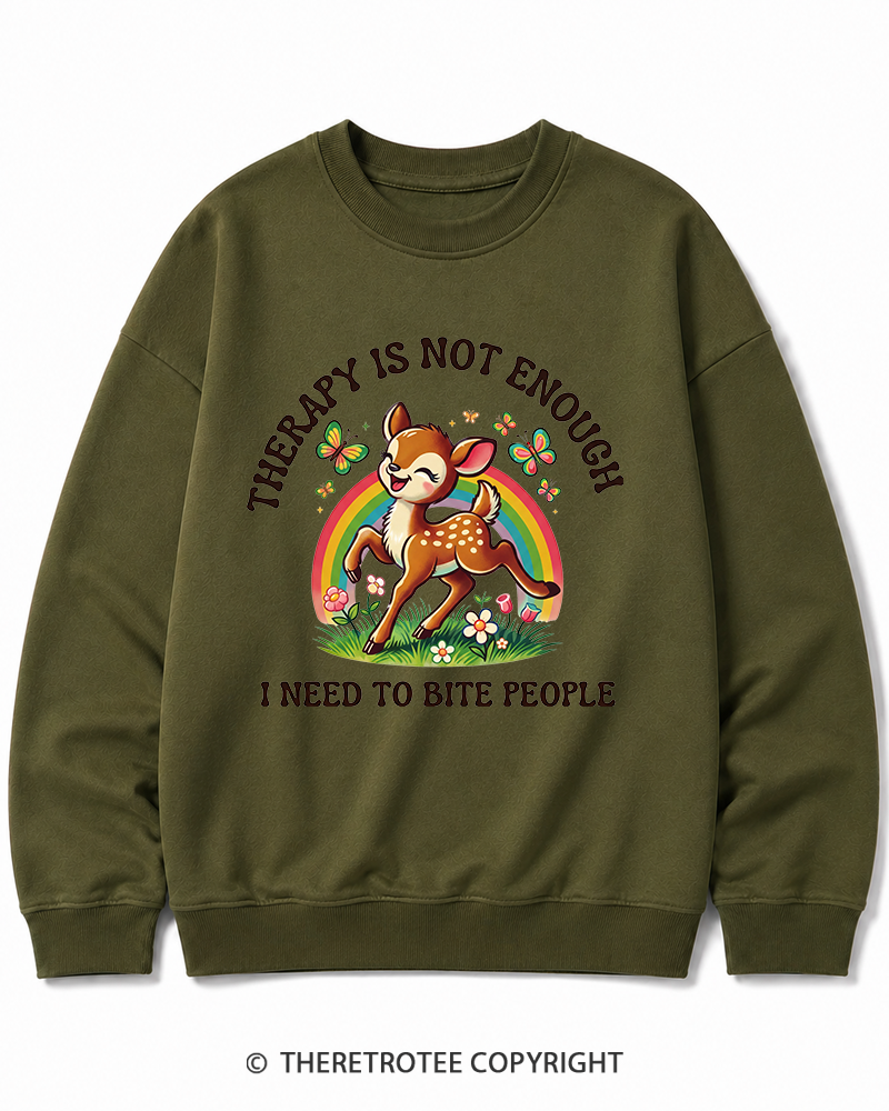 TheRetroTee Funny Feral Deer Graphic 1970s Cotton Sweatshirt