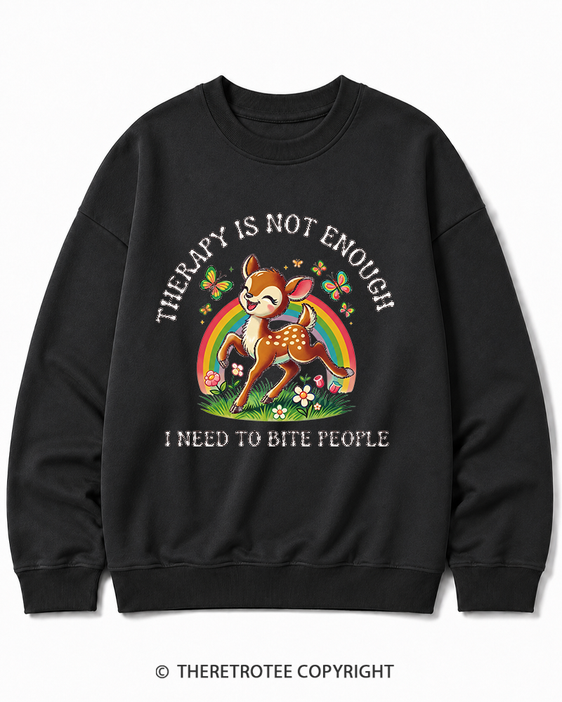 TheRetroTee Funny Feral Deer Graphic 1970s Cotton Sweatshirt
