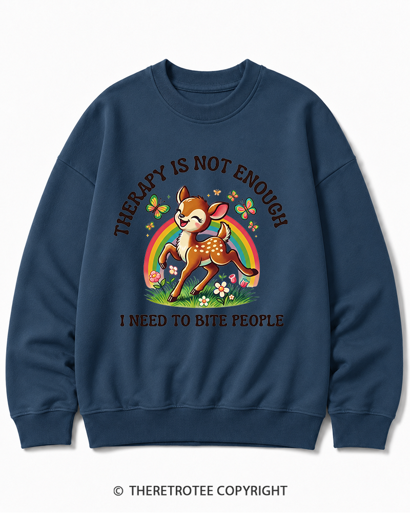 TheRetroTee Funny Feral Deer Graphic 1970s Cotton Sweatshirt