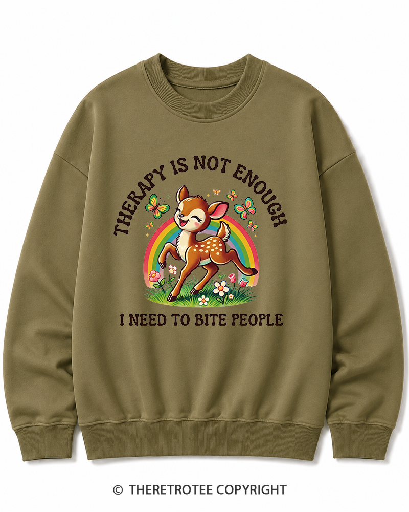 TheRetroTee Funny Feral Deer Graphic 1970s Cotton Sweatshirt