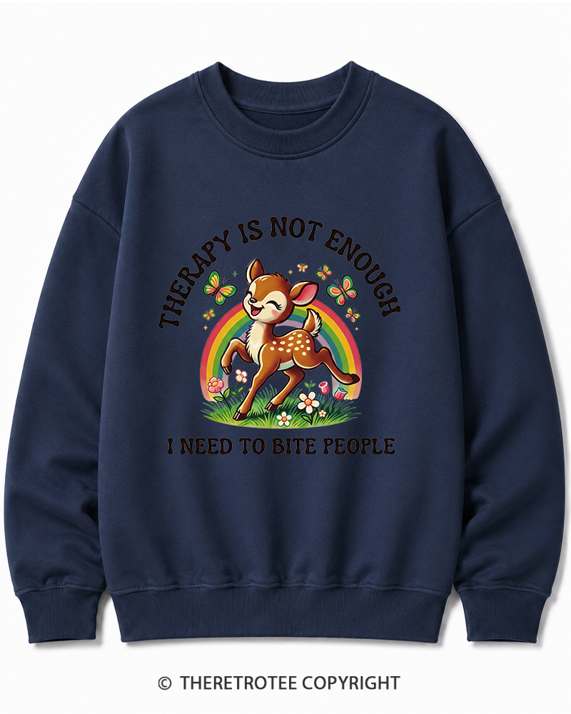 TheRetroTee Funny Feral Deer Graphic 1970s Cotton Sweatshirt