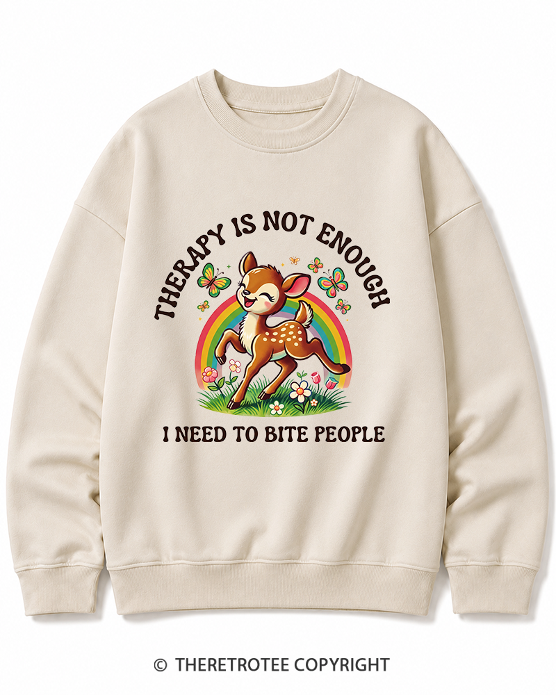 TheRetroTee Funny Feral Deer Graphic 1970s Cotton Sweatshirt