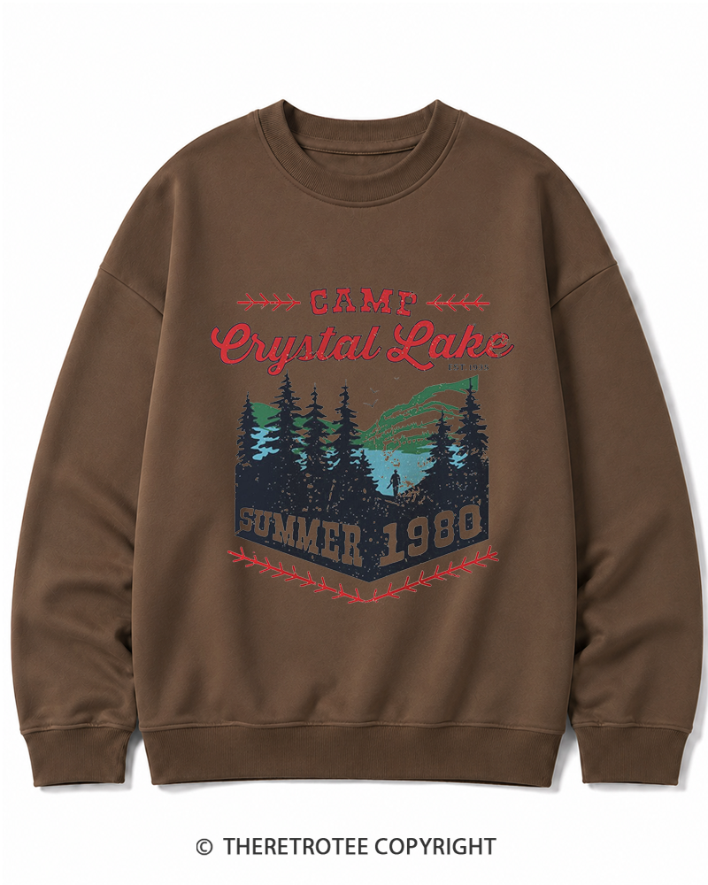 TheRetroTee 1980s Crystal Lake Camp Inspired Horror Cotton Sweatshirt