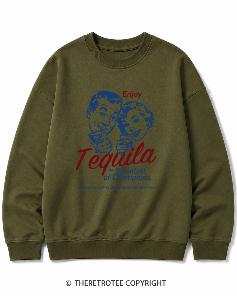 TheRetroTee Enjoy Tequila The Breakfast Of Champions 1950s Cotton Sweatshirt
