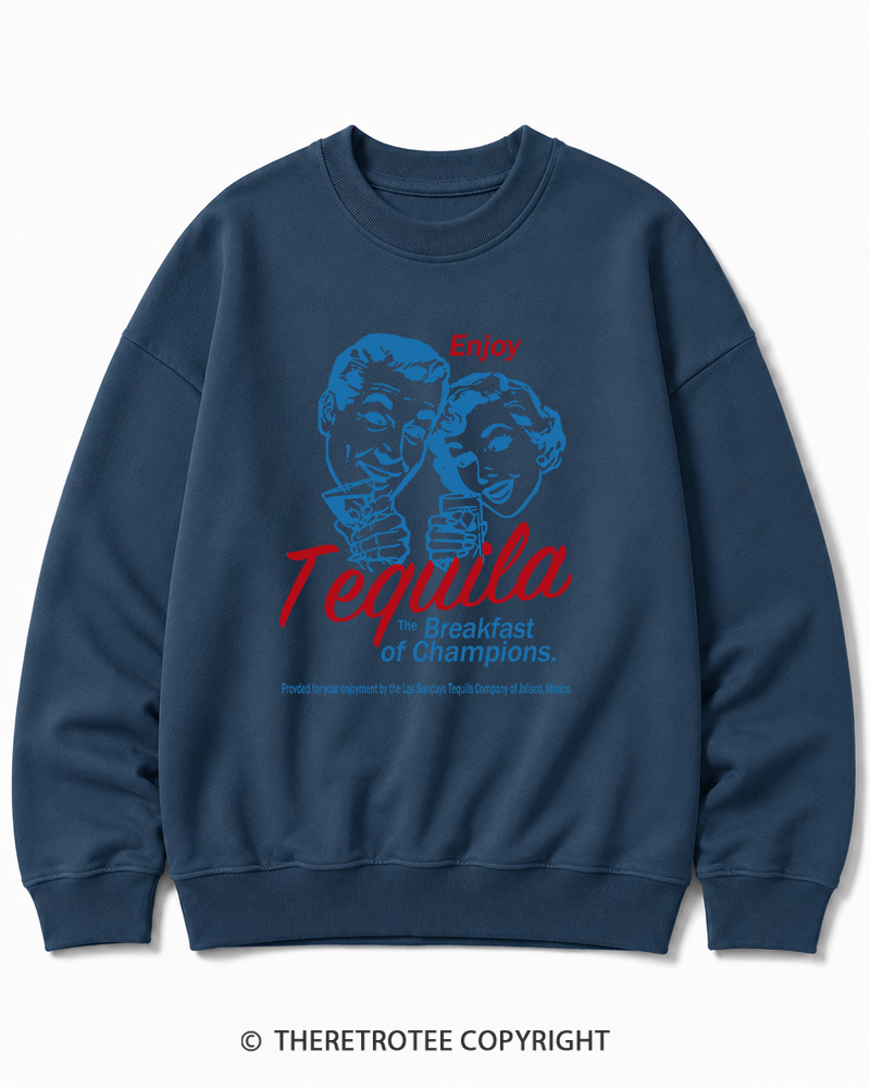 TheRetroTee Enjoy Tequila The Breakfast Of Champions 1950s Cotton Sweatshirt
