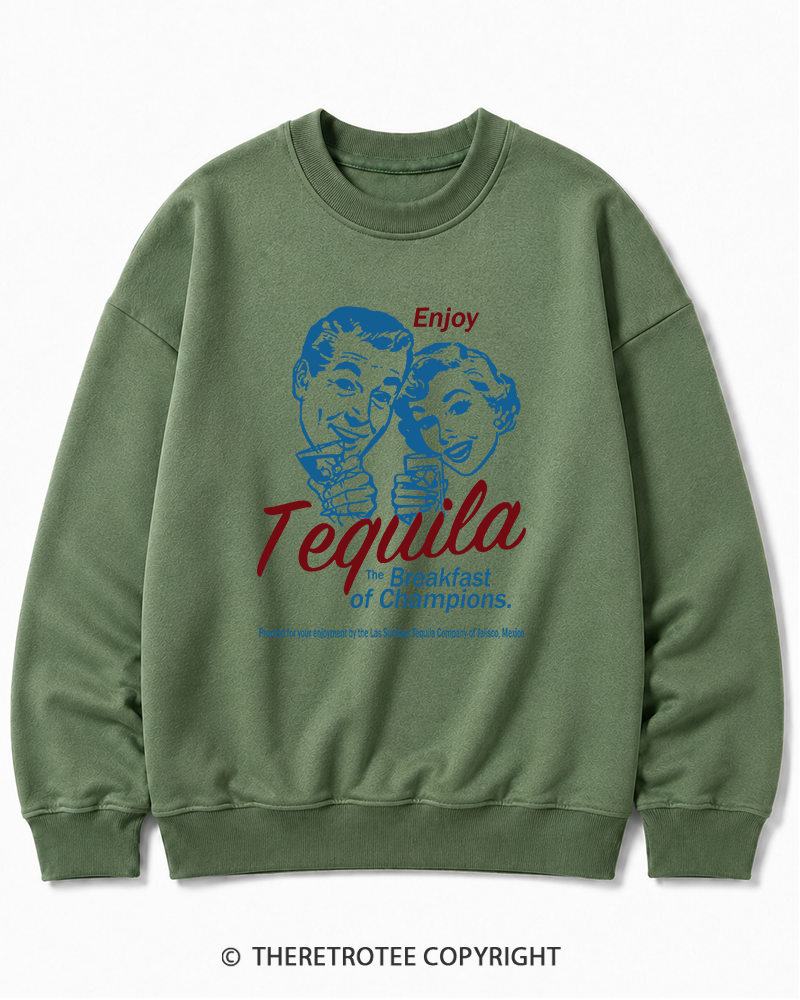 TheRetroTee Enjoy Tequila The Breakfast Of Champions 1950s Cotton Sweatshirt