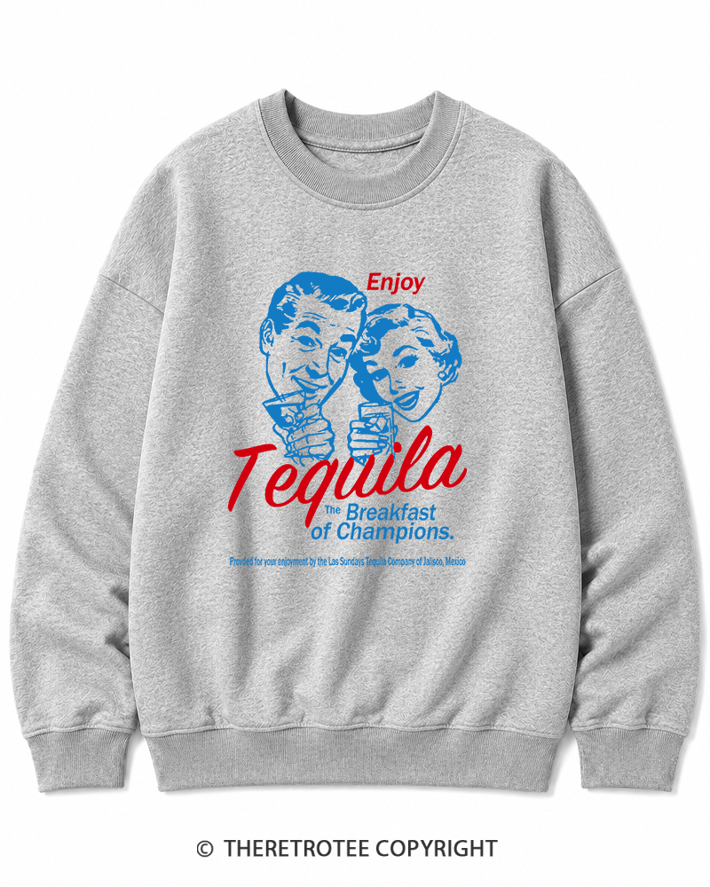 TheRetroTee Enjoy Tequila The Breakfast Of Champions 1950s Cotton Sweatshirt