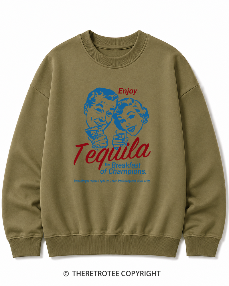 TheRetroTee Enjoy Tequila The Breakfast Of Champions 1950s Cotton Sweatshirt