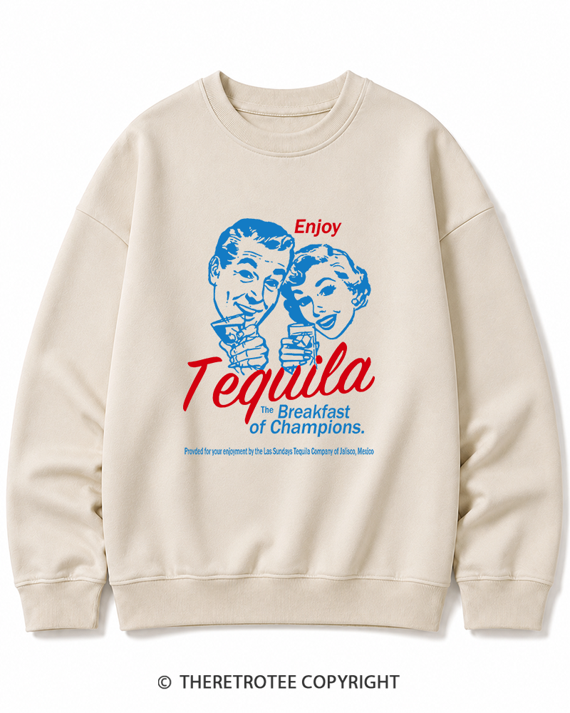 TheRetroTee Enjoy Tequila The Breakfast Of Champions 1950s Cotton Sweatshirt