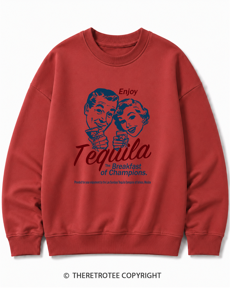 TheRetroTee Enjoy Tequila The Breakfast Of Champions 1950s Cotton Sweatshirt