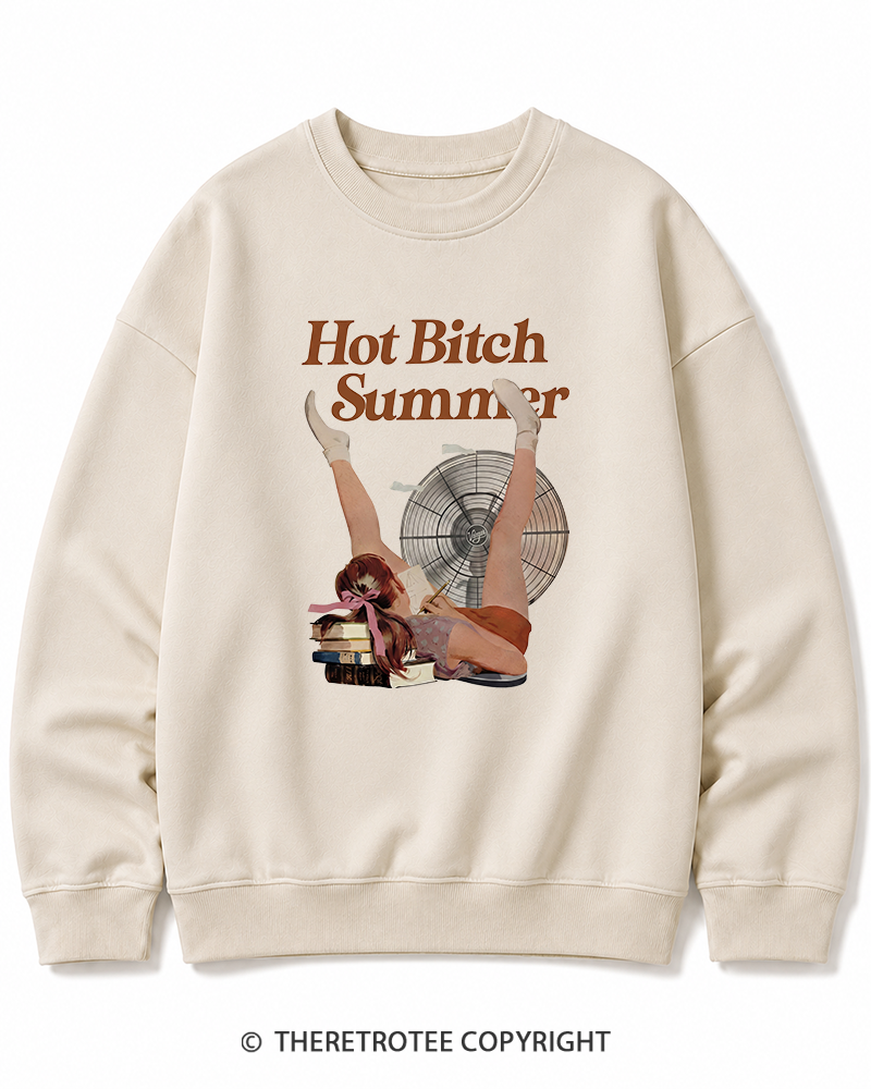 TheRetroTee Hot Bitch Summer Vintage Graphic Cotton Sweatshirt