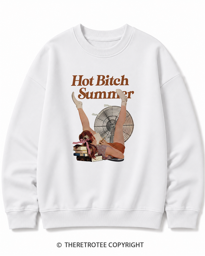TheRetroTee Hot Bitch Summer Vintage Graphic Cotton Sweatshirt