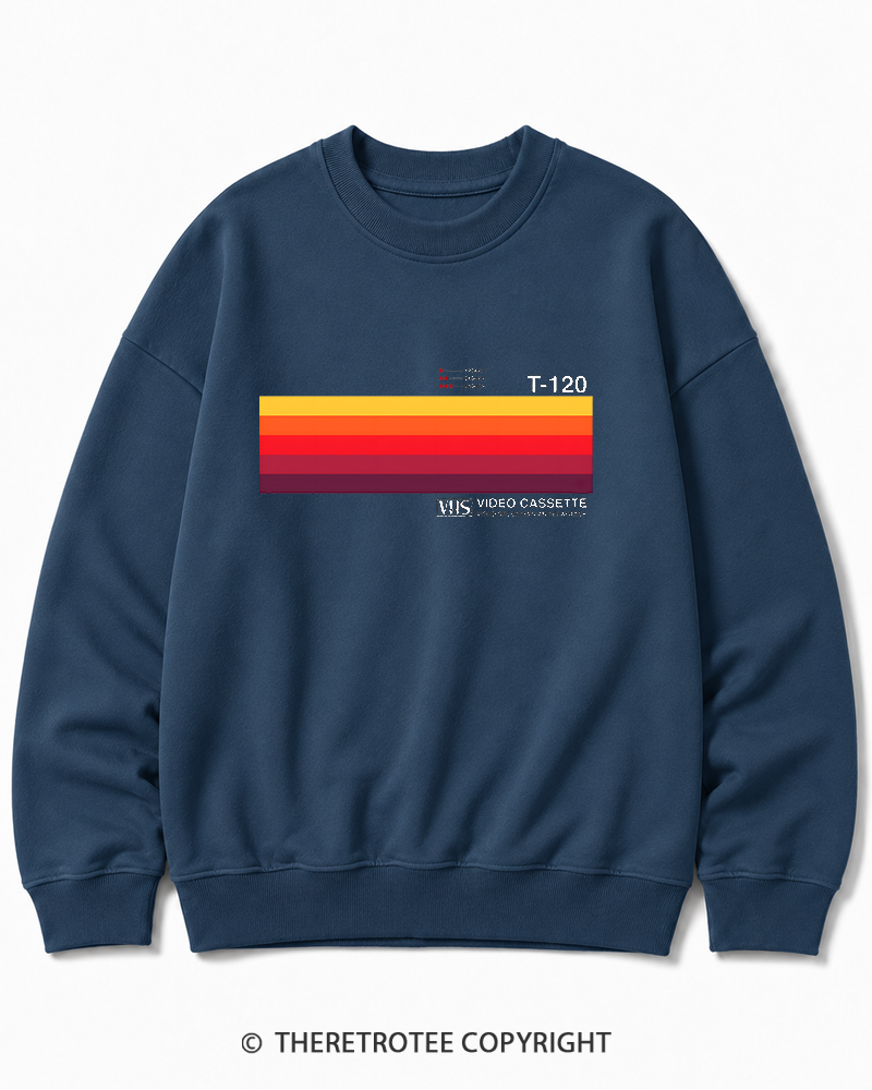 TheRetroTee Sunset Video Cassette VHS 1980s Cotton Sweatshirt