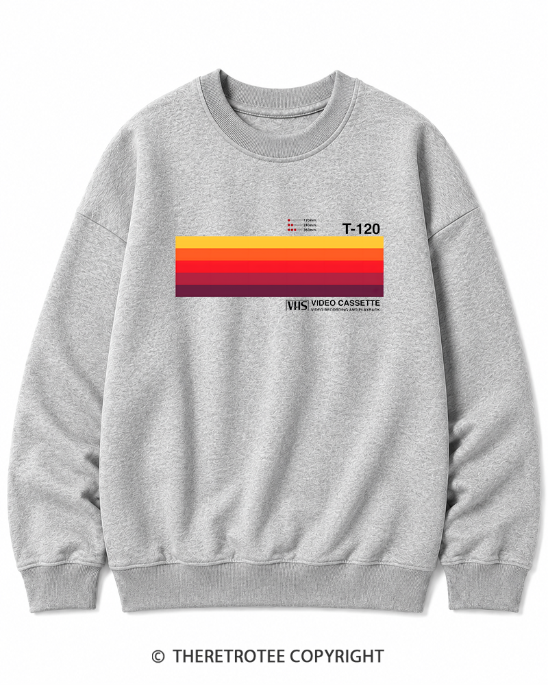 TheRetroTee Sunset Video Cassette VHS 1980s Cotton Sweatshirt