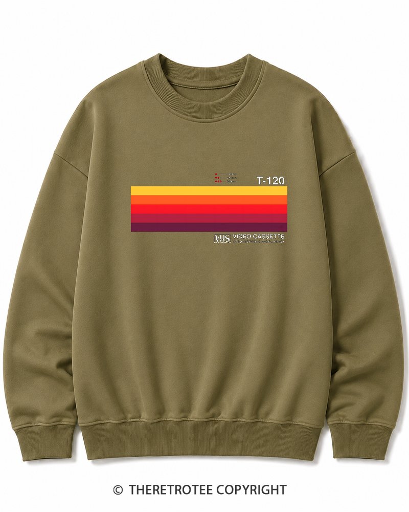 TheRetroTee Sunset Video Cassette VHS 1980s Cotton Sweatshirt