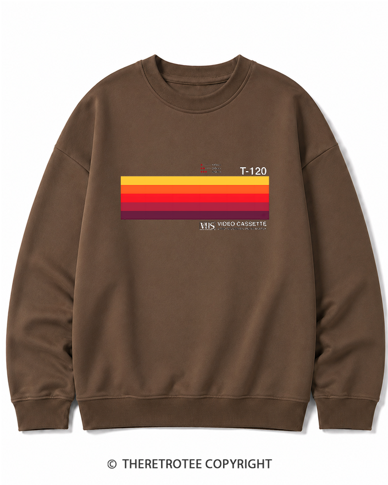 TheRetroTee Sunset Video Cassette VHS 1980s Cotton Sweatshirt