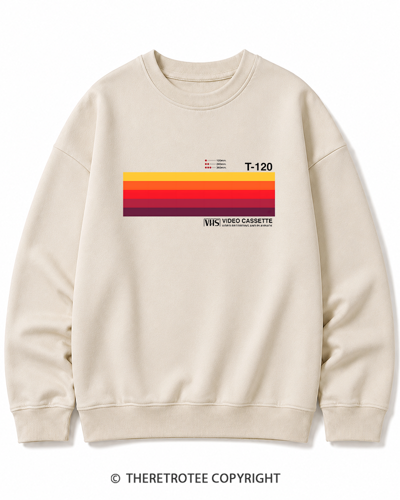TheRetroTee Sunset Video Cassette VHS 1980s Cotton Sweatshirt