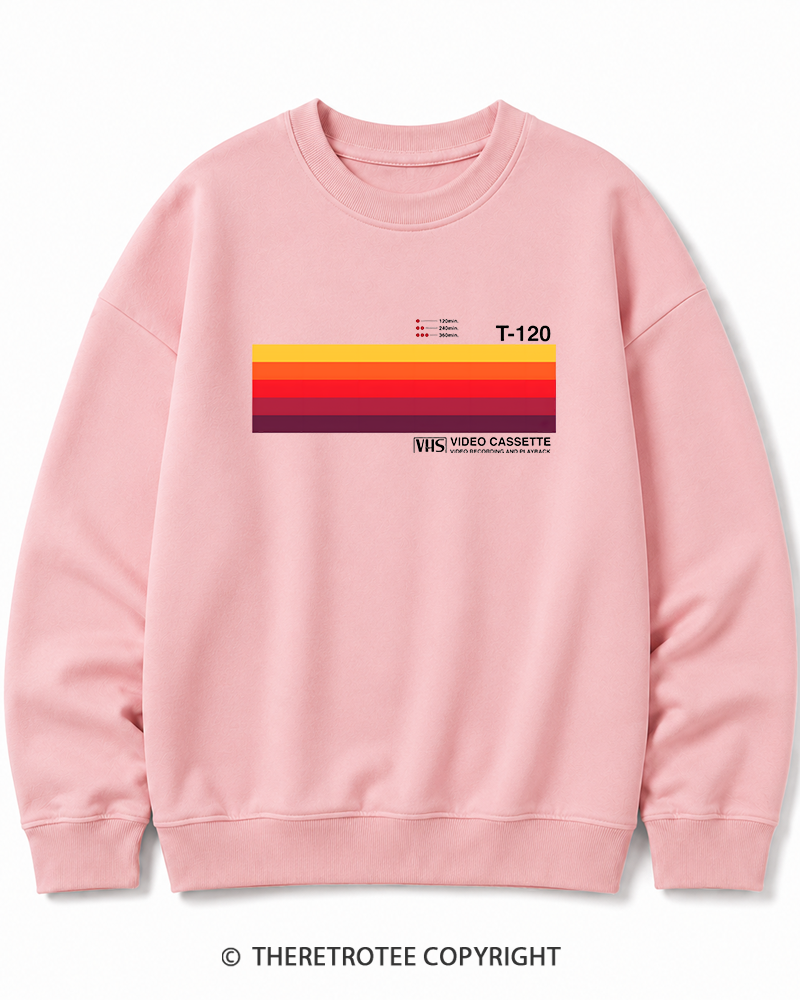 TheRetroTee Sunset Video Cassette VHS 1980s Cotton Sweatshirt
