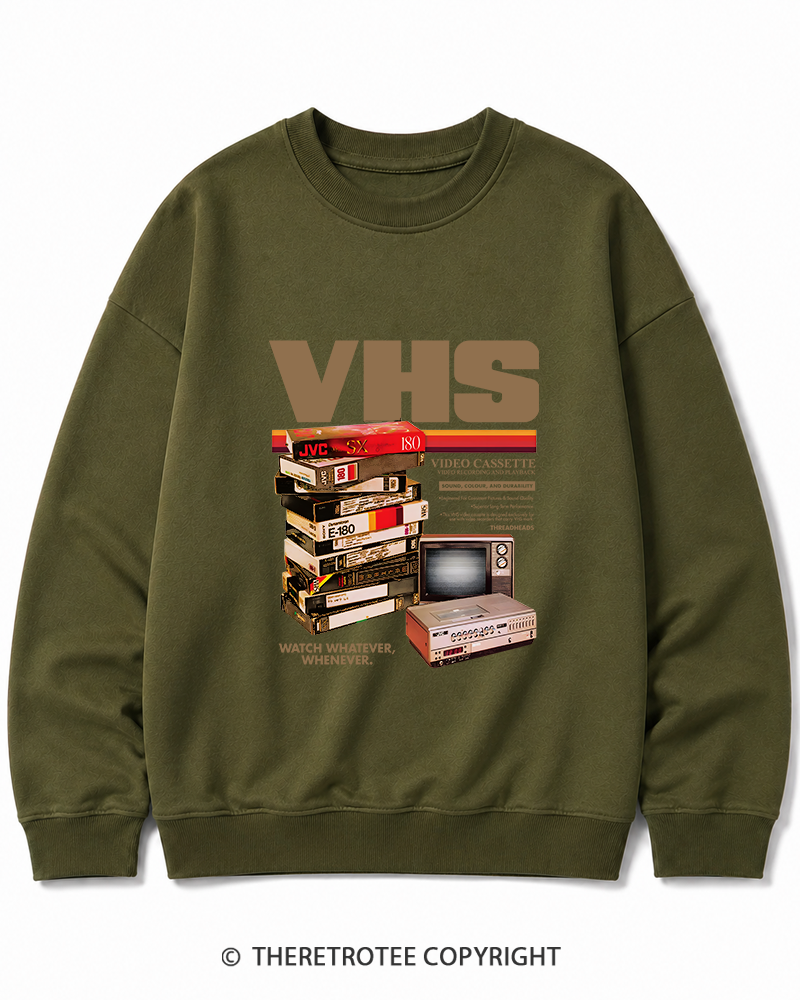 TheRetroTee VHS Tapes 1980s-1990s Cotton Sweatshirt