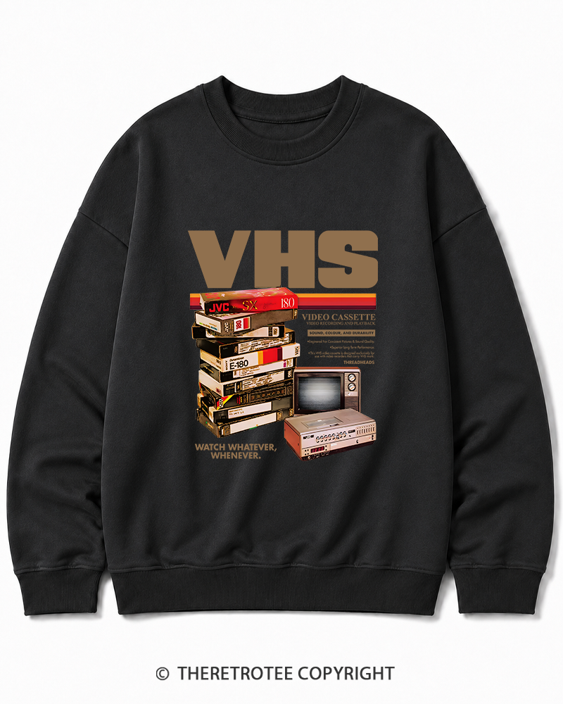 TheRetroTee VHS Tapes 1980s-1990s Cotton Sweatshirt