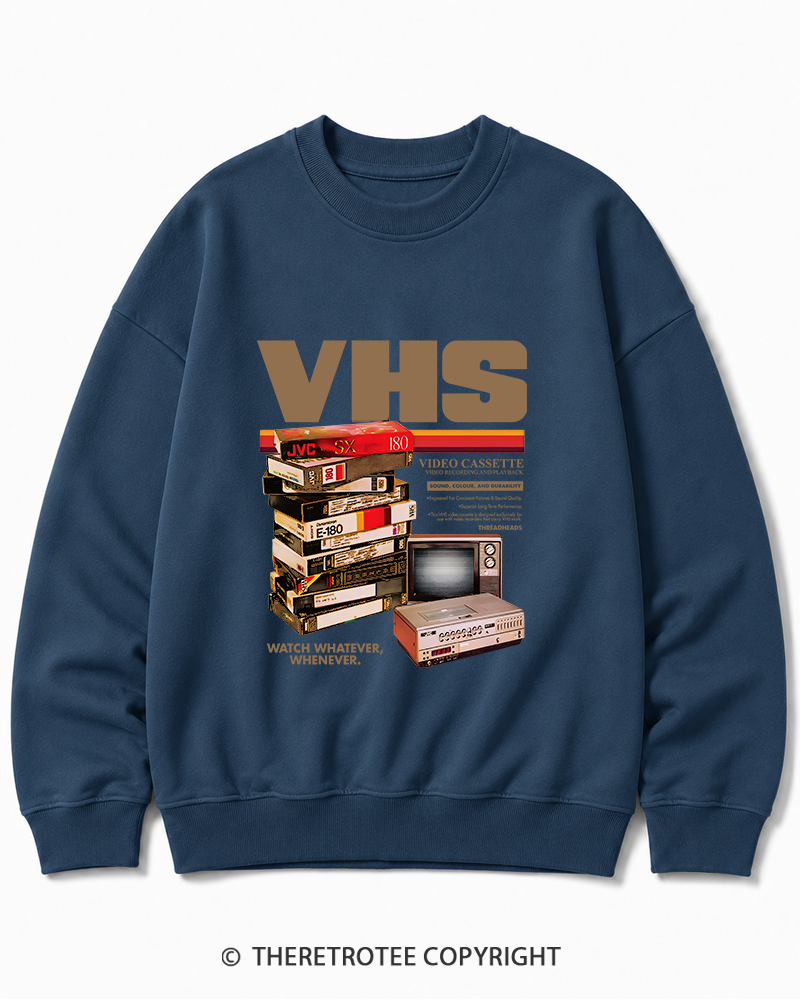TheRetroTee VHS Tapes 1980s-1990s Cotton Sweatshirt