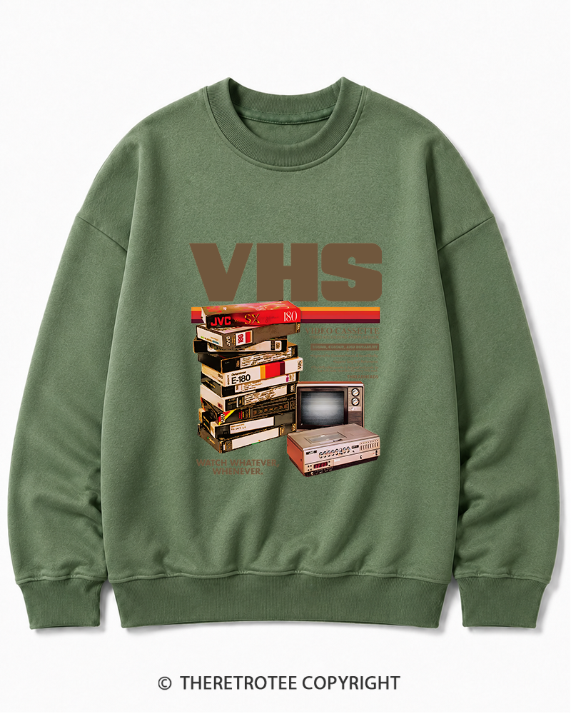 TheRetroTee VHS Tapes 1980s-1990s Cotton Sweatshirt