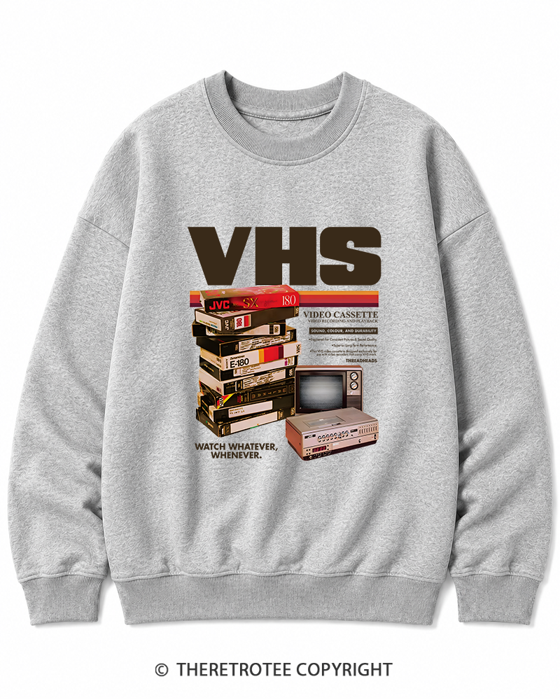 TheRetroTee VHS Tapes 1980s-1990s Cotton Sweatshirt