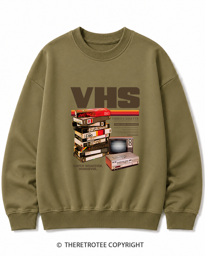 TheRetroTee VHS Tapes 1980s-1990s Cotton Sweatshirt