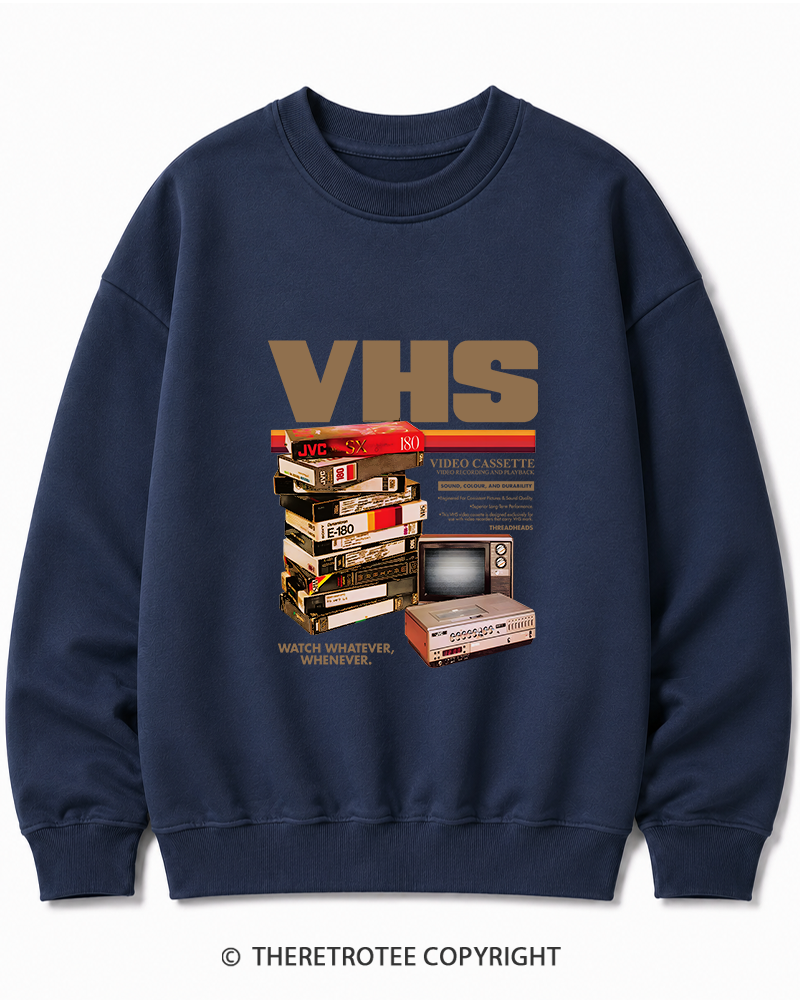 TheRetroTee VHS Tapes 1980s-1990s Cotton Sweatshirt