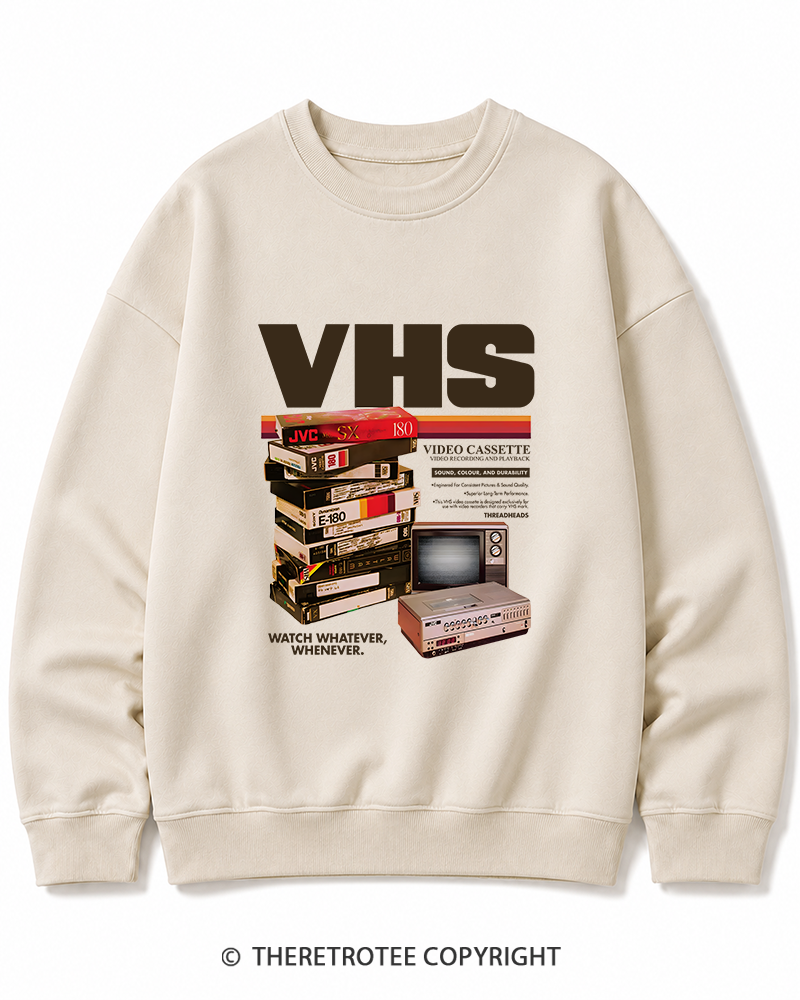 TheRetroTee VHS Tapes 1980s-1990s Cotton Sweatshirt