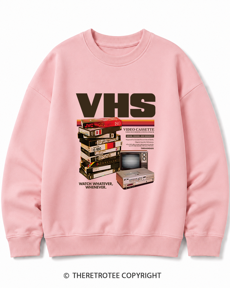 TheRetroTee VHS Tapes 1980s-1990s Cotton Sweatshirt