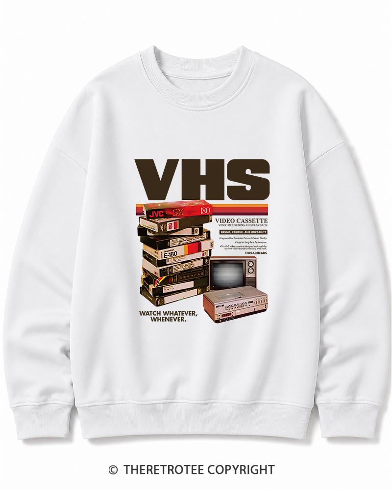 TheRetroTee VHS Tapes 1980s-1990s Cotton Sweatshirt