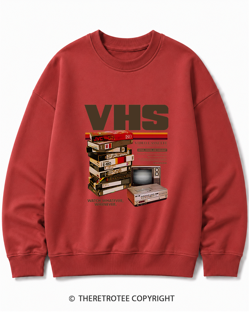 TheRetroTee VHS Tapes 1980s-1990s Cotton Sweatshirt