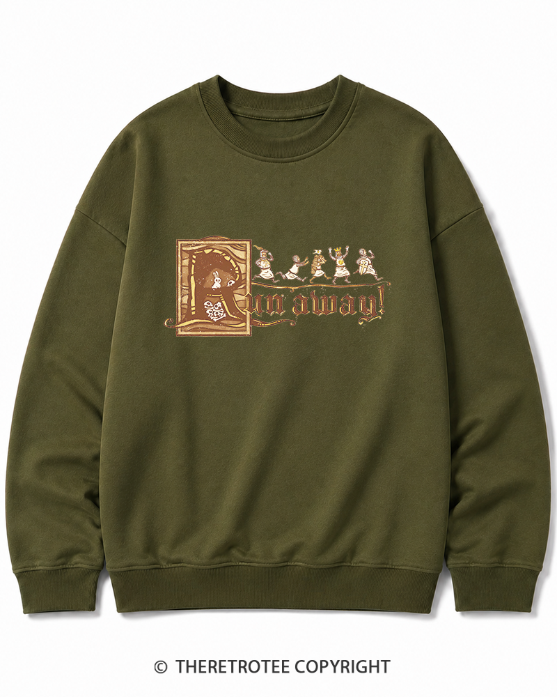 TheRetroTee Run Away 1970s Cotton Sweatshirt