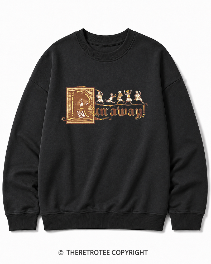 TheRetroTee Run Away 1970s Cotton Sweatshirt