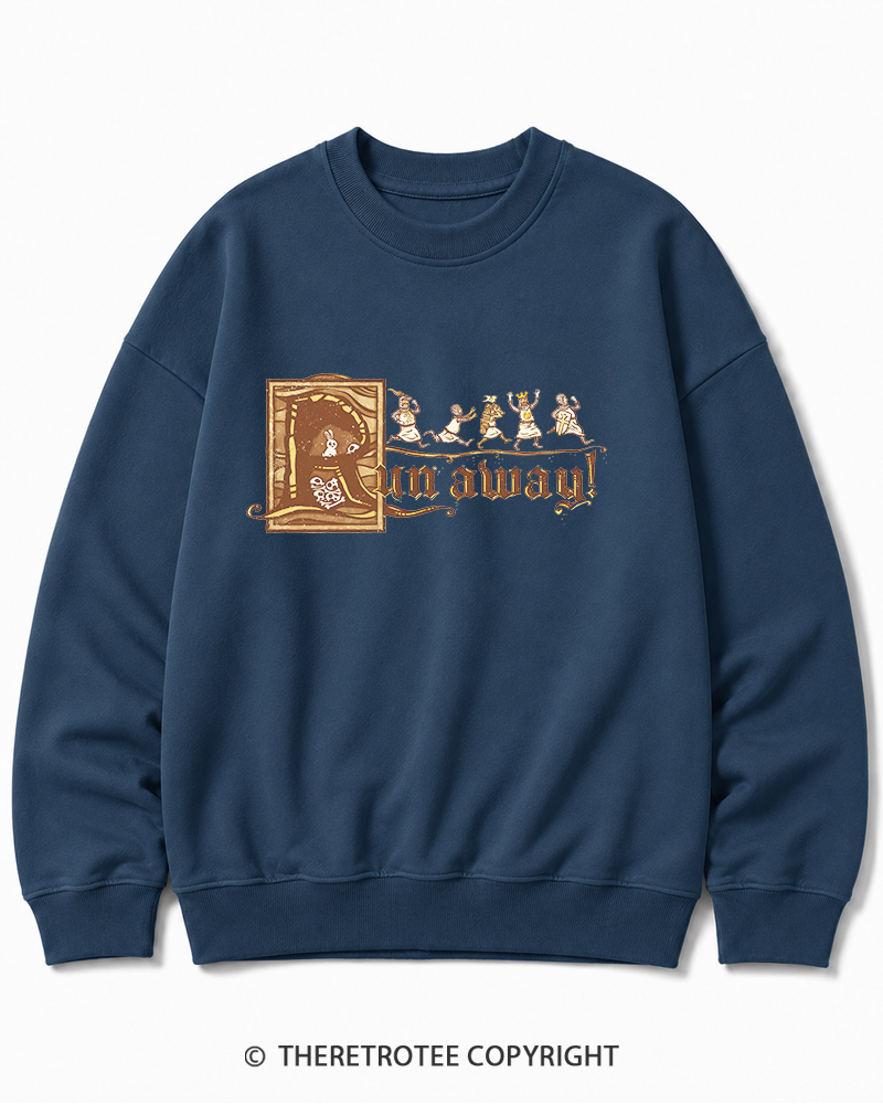 TheRetroTee Run Away 1970s Cotton Sweatshirt