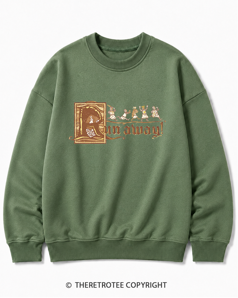 TheRetroTee Run Away 1970s Cotton Sweatshirt