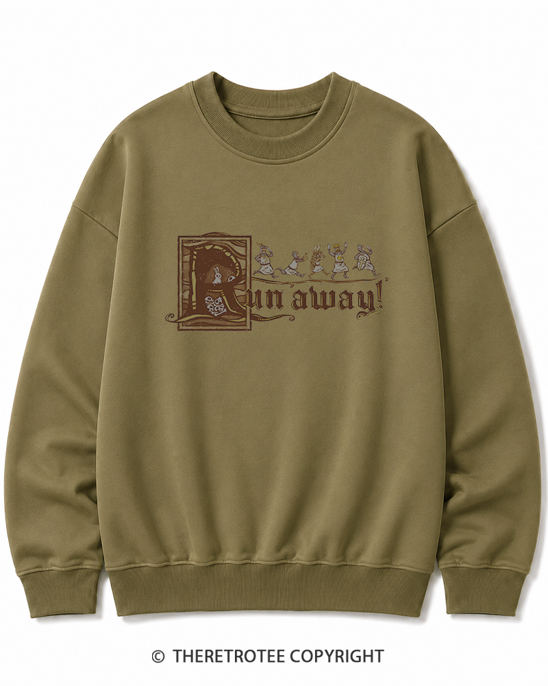TheRetroTee Run Away 1970s Cotton Sweatshirt